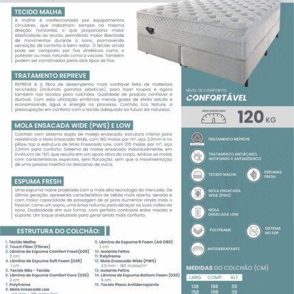 Cama Estofada Queen com Colchão Eco Nature - Macio – Ecoflex (2304-3511-1193) - Imagem 4