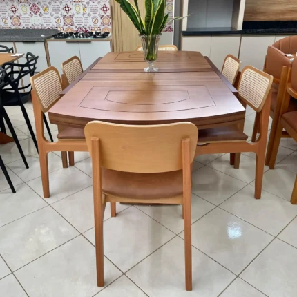 Mesa Extensivel Lorena (5067) com 6 Cadeiras Alvin Tela Natural (5661) - Imagem 3