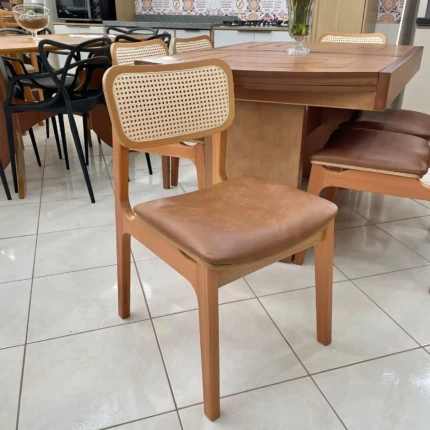 Mesa Extensivel Lorena (5067) com 6 Cadeiras Alvin Tela Natural (5661) - Imagem 4
