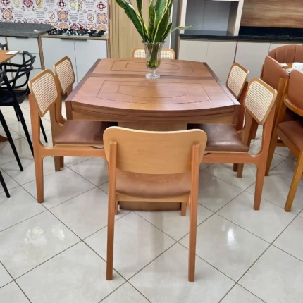 Mesa Extensivel Lorena (5067) com 6 Cadeiras Alvin Tela Natural (5661) - Imagem 5
