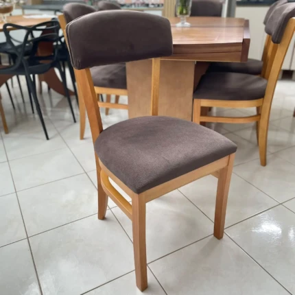 Mesa Extensivel Lorena (5067) com 6 Cadeiras Mayra Tecido Marrom Escuro (1491) - Imagem 6