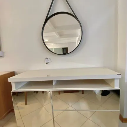 Espelho Redondo Grande com Alça em Couro Aqua+ Preto (3621) - Imagem 8