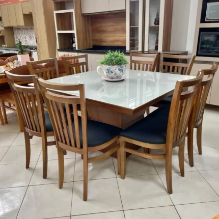 Mesa 1,40m com Vidro (1451) com 8 Cadeiras Larissa (2823) - Imagem 4