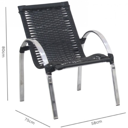 Cadeira de Área Garden Alumínio Fibra Preto (3498) - Imagem 2