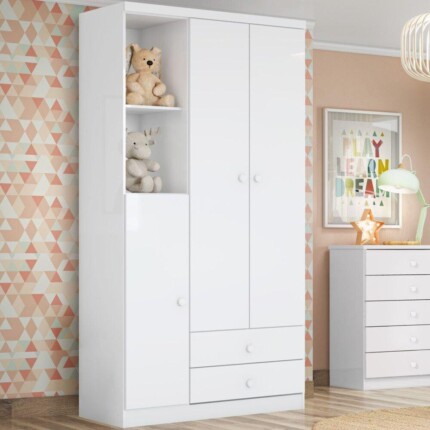 Roupeiro 91cm Bala de Menta Branco (2589) - Imagem 1