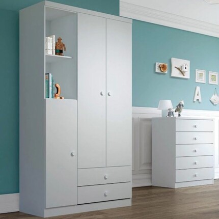 Roupeiro 91cm Bala de Menta Branco (2589) - Imagem 5