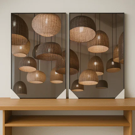 Kit com 02 Quadros de Vidro Pendentes de Luz (1492-2)