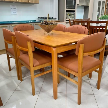 Mesa 1,55m Barcelona (3327) com 6 Cadeiras Luzia Mel (3429)