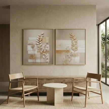 Kit com 02 Quadros Folhagem 80cm x 1,20 com Vidro (6701) - Imagem 1