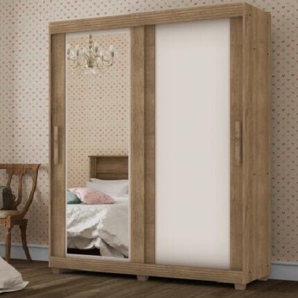 Roupeiro 2,01m 2 Portas Deslizantes Zurique com 1 Espelho (4515) - Imagem 5