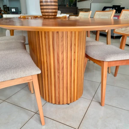 Mesa Oval 2,20m Ripada Cinamomo (2729) com 6 cadeiras Ayla com Tela Natural (2818) - Imagem 4