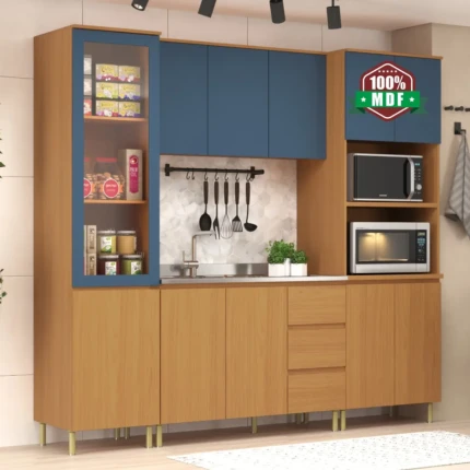 Cozinha 2,40m 100% MDF Florença Azul (5649)