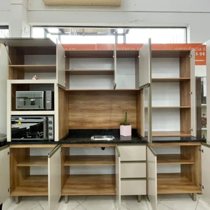 Cozinha 2,70m Luana 100% MDF Modulada  Nogueira (6026) - Imagem 2