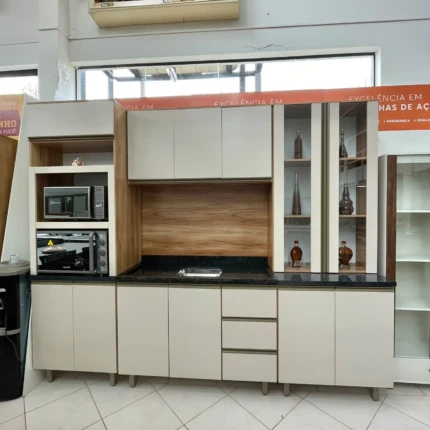 Cozinha 2,70m Luana 100% MDF Modulada  Nogueira (6026) - Imagem 1