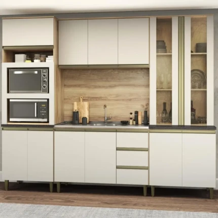 Cozinha 2,70m Luana 100% MDF Modulada  Nogueira (6026)