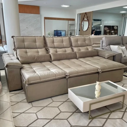 Sofa 3,00m Prediletto Extra Conforto Veludo Soft Bege 3 Assentos (2314) - Imagem 4