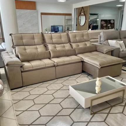 Sofa 3,00m Prediletto Extra Conforto Veludo Soft Bege 3 Assentos (2314) - Imagem 3