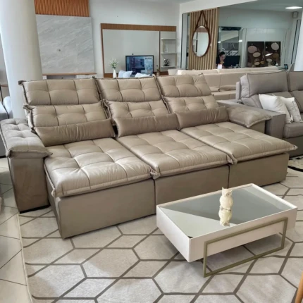 Sofa 3,00m Prediletto Extra Conforto Veludo Soft Bege 3 Assentos (2314) - Imagem 6