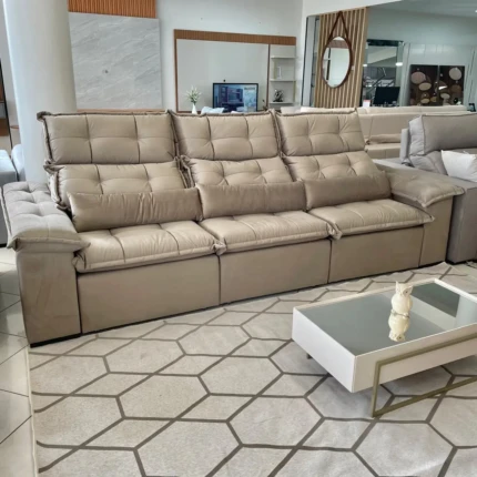 Sofa 3,00m Prediletto Extra Conforto Veludo Soft Bege 3 Assentos (2314) - Imagem 7