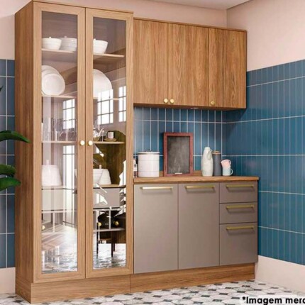 Cozinha 2,00m Botanic com Cristaleira Alta (5304) - Imagem 1