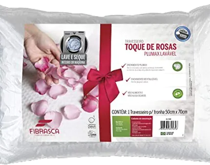 Travesseiro de Fibra Toque de Rosas - Fibrasca (5174)