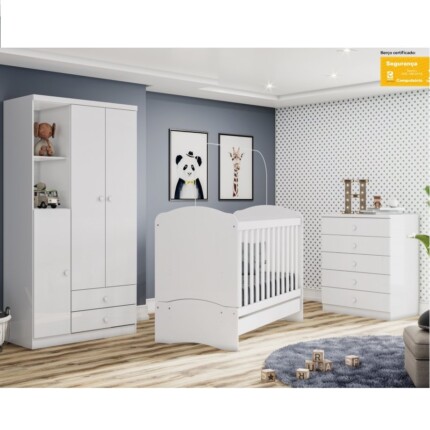 Quarto Infantil Bala de Menta Branco - 03 Peças - Imagem 1