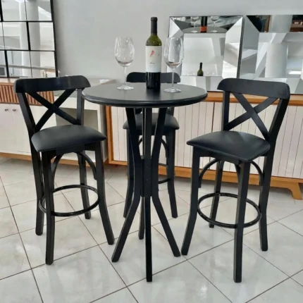 Kit Mesa Bistro Ingles com 3 Banquetas X Merlin Preto (911-1062)