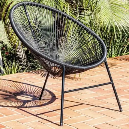Cadeira de Área Caribe em Aço e Fio Preto (2835)