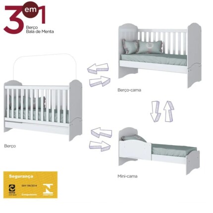 Quarto Infantil Bala de Menta Branco - 03 Peças - Imagem 6