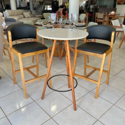 Kit Mesa Bistro Gourmet com Vidro com 4 Banquetas Charmy Preto (5582-6475) - Imagem 3