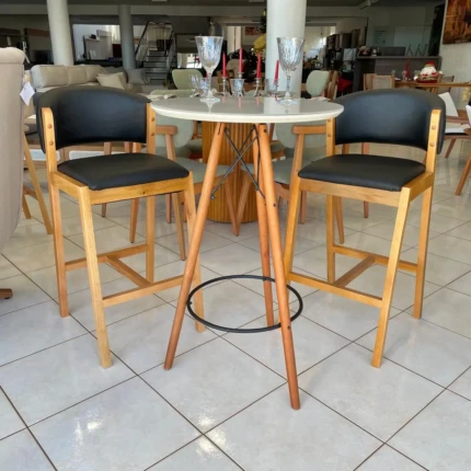 Kit Mesa Bistro Gourmet com Vidro com 4 Banquetas Charmy Preto (5582-6475) - Imagem 2