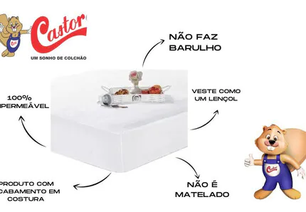 Protetor de Colchão Casal 1,40m Castor IMPERMEAVEL (3750) - Imagem 4