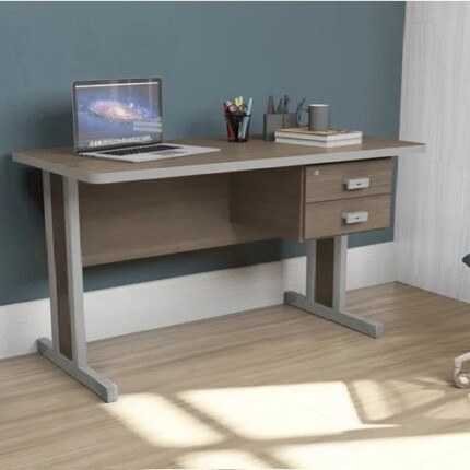 Mesa Escritório 1,20m Teca Italia com 2 Gavetas (2032) - Image 1