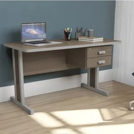 Mesa Escritório 1m Teca Italia com 2 Gavetas (3197) - Imagem 1