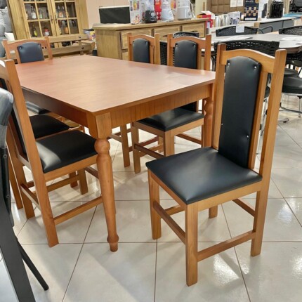 Mesa 1,60m Torneada (983) com 6 Cadeiras em Madeira Londres (2050) - Imagem 2