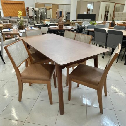 Mesa 1,80m Astra (4818) com 6 Cadeira Madeira Relax de Encosto Tela (4487) - Imagem 4