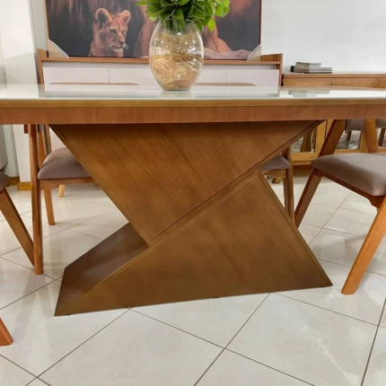 Mesa 1,80m Zafira com Vidro (5989) com 6 Cadeiras Olive Impermeável Facto (1275) - Imagem 2