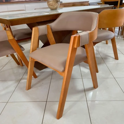 Mesa 1,80m Zafira com Vidro (5989) com 6 Cadeiras Olive Impermeável Facto (1275) - Imagem 4