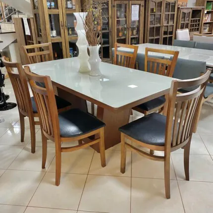 Mesa Veneza 1,80m (5852) com 6 Cadeiras Larissa (2823)