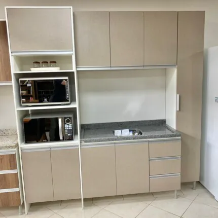 Cozinha 2,20m 100% MDF-BP Linho (1084) - Imagem 1