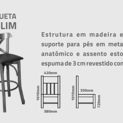 Banqueta em Madeira Merlin Preto (911) - Imagem 6