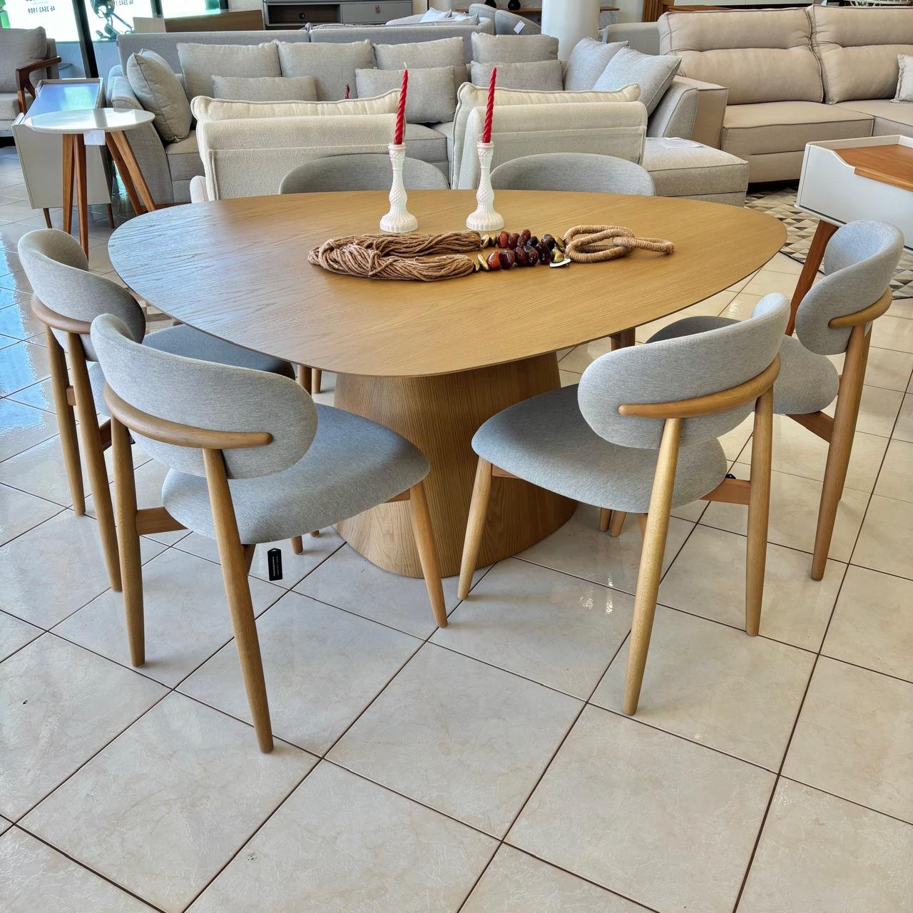 Mesa Organica Mia J Marcon (2975) com 06 Cadeiras Farah JMarcon (1297 ...