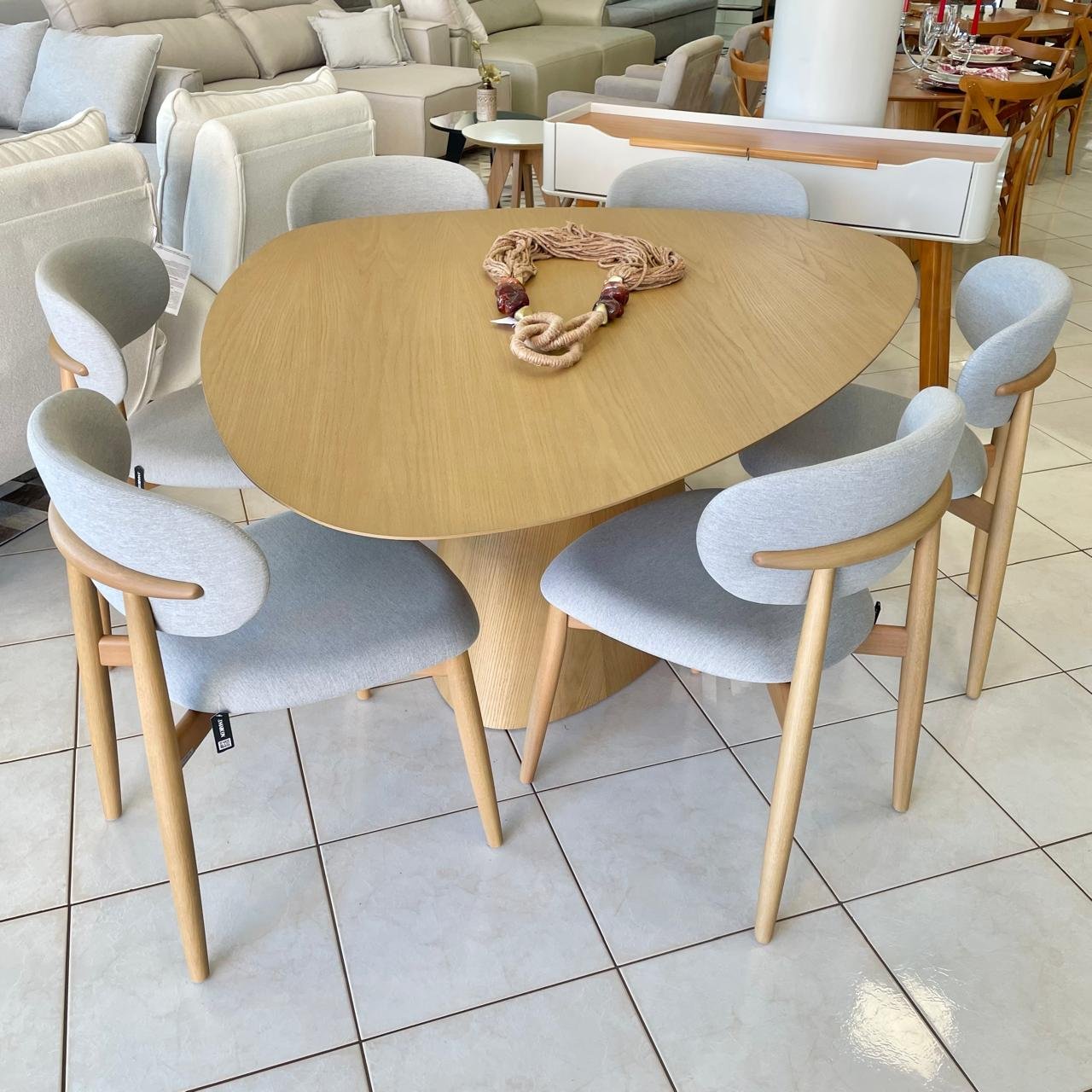 Mesa Organica Mia J Marcon (2975) com 06 Cadeiras Farah JMarcon (1297 ...