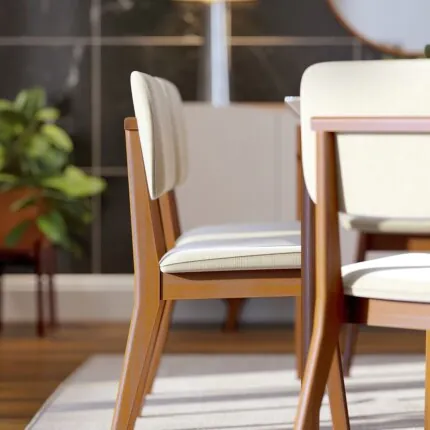 Mesa 1,60m com Vidro Off (555) com 6 Cadeiras Classic Linho (25) - Imagem 4