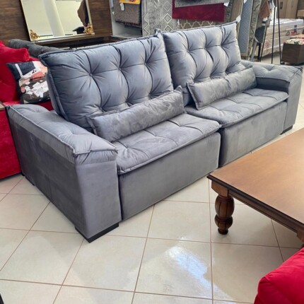 Sofa 2,50m Milão - Veludo Cinza (982) - Imagem 1