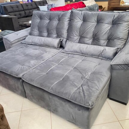 Sofa 2,50m Milão - Veludo Cinza (982) - Imagem 2