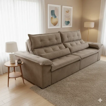 Sofa 2,60m Prediletto Extra Conforto Tecido Linho (6299)