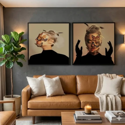 Kit com 2 Quadros Força Feminina em Vidro (6323-2)