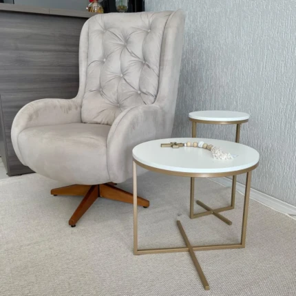 Mesa Lateral Volpi Média Branco com Dourado (2956) - Imagem 3