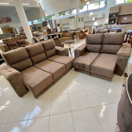 Sofa 3 e 2 Lugares Classic Retrátil  Marrom (6818) - Imagem 1
